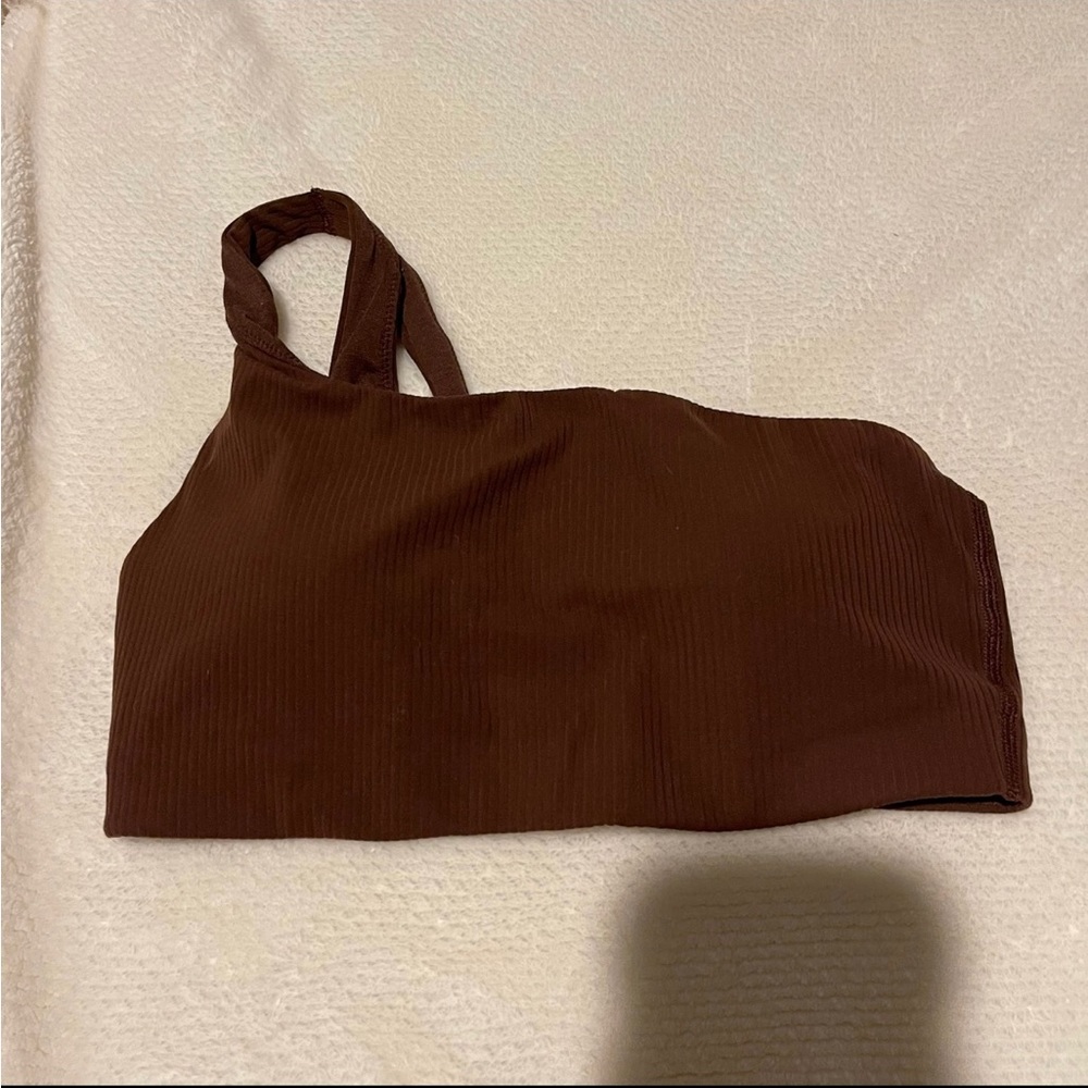 Lululemon ribbed asymmetrical bra Java NWOT size 6
